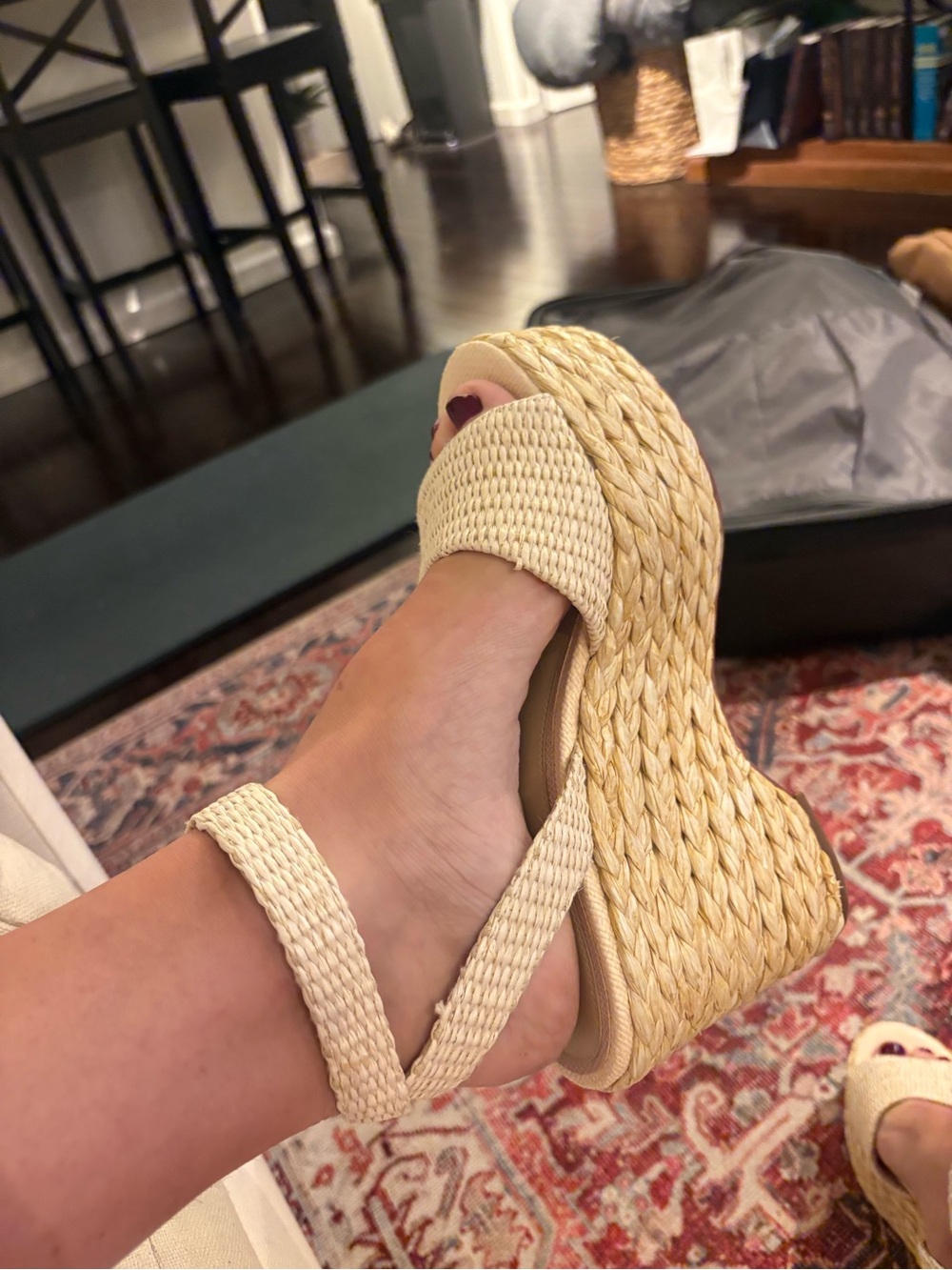 Sam Edelman Cream Woven Espadrille Wedge Sandals
